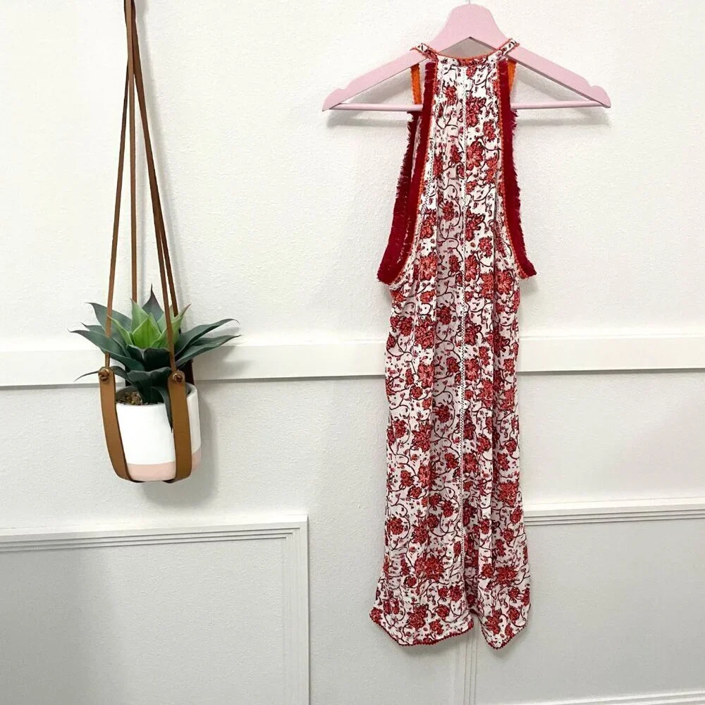 POUPETTE ST BARTH Lola Mini Dress Red Orange Floral Size S